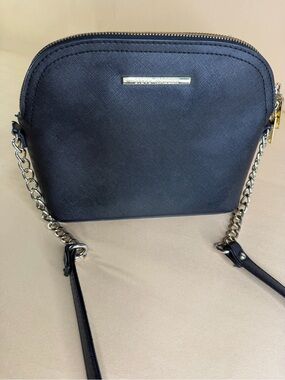 Steve Madden Black Saffiano Crossbody with Gold-Tone Chain Strap